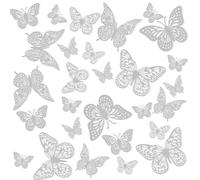 Farfalle Decorative,Adesivi Murali,Farfalle,Adesivo Muro Decorativo,Farfalle Decorative Torta,Decorazione Da Parete,Decorazioni Camera,Adesivi 3d,Argento,72 Pezzi