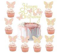 Farfalle Decorative Torta, 13 Pezzi 3D Farfalla Topper Torta, Decorazioni per Torte Compleanno Farfalle Cake Topper Ragazze Donna per Feste di Compleanno, Matrimoni, Feste a Tema (D)