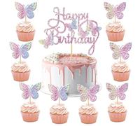 Farfalle Decorative Torta, 13 Pezzi 3D Farfalla Topper Torta, Decorazioni per Torte Compleanno Farfalle Cake Topper Ragazze Donna per Feste di Compleanno, Matrimoni, Feste a Tema (B)
