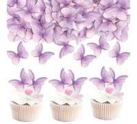 Farfalle Decorative Torta,48 PCS Viola Toppers per Torta a Forma di Farfalla Decorazione per Torte a Forma di Farfalla 3D,Decorazioni per Cupcake in Carta Ostia,per Matrimoni,Feste di Compleanno