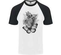 Farfalle E Fiori Nella Natura Selvaggia Maglietta Da Baseball Uomo S/S