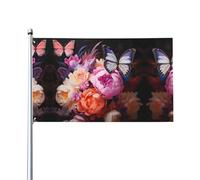 Farfalle e stampe fresche Bush Bandiere decorative per esterni 0,9 x 1,5 m leggere e belle adatte per cortili all'aperto e celebrazioni di festival.