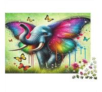 Farfalle elefante arcobaleno Puzzles 1000 Pezzi Carta riciclata per adulti Puzzle per adulti Gioco educativo con sfida Ottima idea regalo per uomini e donne 38x26cm/1000pcs
