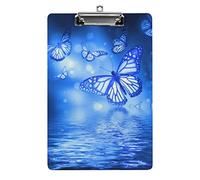 Farfalle luminose che volano sull'acqua Portablocco formato A4 Divertente lavoro estetico Studiando Lettera Portablocco standard 12,5×8,5 in pannello rigido per aula scolastica Bambini che scrivono