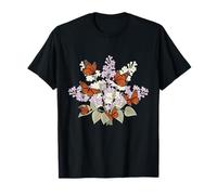 Farfalle monarca e Design Floreale Lilla Maglietta