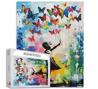 Farfalle Puzzle per adulti 1000 pezzi, Bambina Banksy Street Art Style Puzzle colorato fai da te per la decorazione della casa, regali di famiglia, puzzle perfetto per serate di gioco