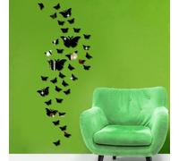 Farfalle Specchio Adesive da Parete, 36 pezzi Acrilico 3D Wall Art Adesivi Specchio Adesivi per Soggiorno Camera da letto Ufficio B Stile Carino (Nero)