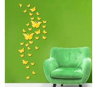 Farfalle Specchio Adesive da Parete, 36 pezzi Acrilico 3D Wall Art Adesivi Specchio Adesivi per Soggiorno Camera da letto Ufficio B Stile Carino (Oro)