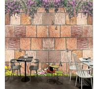 Farfalle Tridimensionali Di Arte Retrò Di Rose E Muri Di Mattoni 3D Carta Da Parati Facile Installare Mobili Sfondi Ufficio Divano Camera Letto Sfondo Decorazione Murale-400cm×280cm