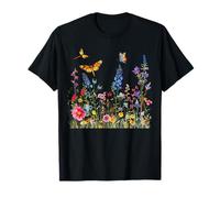 Farfalle Vintage Botanica Fiori Maglietta