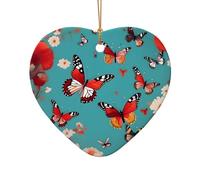 Farfalle volanti tra i fiori ornamento di Natale, decorazioni per albero di Natale, decorazioni per le vacanze e idee regalo di Natale