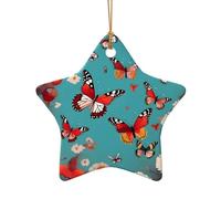 Farfalle volanti tra i fiori ornamento di Natale, decorazioni per albero di Natale, decorazioni per le vacanze e idee regalo di Natale