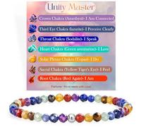Farfume 7 Chakra Pietra Dell'Equilibrio E Dell'Armonia Bracciali di Perline per Donne, Piccolo 4mm Bracciale di Cristallo in Argento Sterling 925 Pietra Naturale, Gioielli Chakra Regalo Delicato