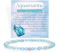 Farfume Acquamarina Pietra Della Calma E Del Coraggio Bracciali di Perline per Donne, Piccolo 4mm Bracciale di Cristallo in Argento Sterling 925 Pietra Naturale, Gioielli Chakra Regalo Delicato