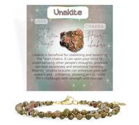 Farfume Bracciale Donna Chakra 4 mm Perline Bracciali, Cristalli Pietre Naturali Gioielli Regalo per le Donne (Unakite)