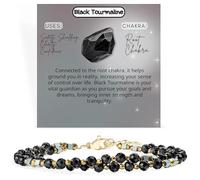 Farfume Bracciale Donna Chakra 4 mm Perline Bracciali, Cristalli Pietre Naturali Gioielli Regalo per le Donne (Tormalina Nera)
