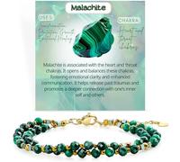 Farfume Bracciale Donna Chakra 4 mm Perline Bracciali, Cristalli Pietre Naturali Gioielli Regalo per le Donne (Malachite)