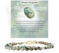 Farfume Bracciale Donna Chakra 4 mm Perline Bracciali, Cristalli Pietre Naturali Gioielli Regalo per le Donne (Turchese Africano)