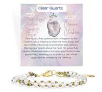 Farfume Bracciale Donna Chakra 4 mm Perline Bracciali, Cristalli Pietre Naturali Gioielli Regalo per le Donne (Quarzo chiaro)