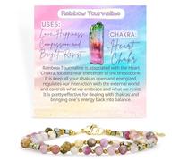 Farfume Bracciale Donna Chakra 4 mm Perline Bracciali, Cristalli Pietre Naturali Gioielli Regalo per le Donne (Tormalina arcobaleno)