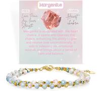 Farfume Bracciale Donna Chakra 4 mm Perline Bracciali, Cristalli Pietre Naturali Gioielli Regalo per le Donne (Morganite)