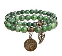 Farfume Braccialetti Chakra da donna - Bracciale con cristalli di pietre curative per donna Bracciale con pietre preziose naturali - Un set di braccialetti con doppia perla