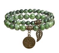 Farfume Braccialetti Chakra da donna - Bracciale con cristalli di pietre curative per donna Bracciale con pietre preziose naturali - Un set di braccialetti con doppia perla(Pepidote)