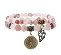 Farfume Braccialetti Chakra da donna - Bracciale con cristalli di pietre curative per donna Bracciale con pietre preziose naturali - Un set di braccialetti con doppia perla