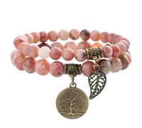 Farfume Bracciali Chakra per le donne - Cristalli Bracciale Donne Pietre Naturali Yoga Reiki- Un set di bracciali doppi (Giada Fiore di Prugna(Resistenza) Medio)