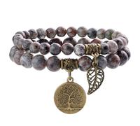 Farfume Bracciali Chakra per le donne - Cristalli Bracciale Donne Pietre Naturali Yoga Reiki- Un set di bracciali doppi (Yooperlite(Innovazione) Medio)