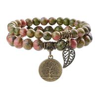 Farfume Bracciali Chakra per le donne - Cristalli Bracciale Donne Pietre Naturali Yoga Reiki- Un set di bracciali doppi (Unakite(Pazienza) Medio)