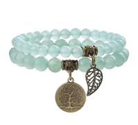 Farfume Bracciali Chakra per le donne - Cristalli Bracciale Donne Pietre Naturali Yoga Reiki- Un set di bracciali doppi (Aventurina(Prospero) Medio)
