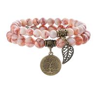 Farfume Bracciali Chakra per le donne - Cristalli Bracciale Donne Pietre Naturali Yoga Reiki- Un set di bracciali doppi (Giada con Vene Rosse(Vitalità) Medio)