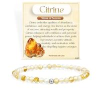 Farfume Citrino - Pietra Del Successo - Bracciali di Perline per Donne, 4mm Bracciale di Cristallo in Argento Sterling 925, Gioielli di Pietra Naturale Regali di Chakra