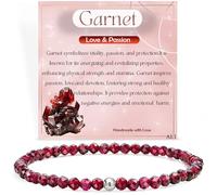 Farfume Granato - Amore E Passione - Bracciali di Perline per Donne, 4mm Bracciale di Cristallo in Argento Sterling 925, Gioielli di Pietra Naturale Regali di Chakra