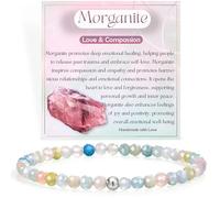 Farfume Morganite - Pietra Dell'Amore E Della Compassione - Bracciali di Perline per Donne, 4mm Bracciale di Cristallo in Argento Sterling 925, Gioielli di Pietra Naturale Regali di Chakra