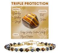 Farfume Protezione tripla Bracciale Pietre Naturali per Donna Perle in Pietra Naturale da 4mm Gemme Lavorate a Mano Gioielli Ideale Regalo di San Valentino