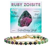 Farfume Rubino Zoisite Bracciale Pietre Naturali per Donna Perle in Pietra Naturale da 4mm Gemme Lavorate a Mano Gioielli Ideale Regalo