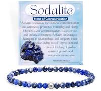 Farfume Sodalite - Pietra Della Comunicazione - Bracciali di Perline per Donne, 4mm Bracciale di Cristallo in Argento Sterling 925, Gioielli di Pietra Naturale Regali di Chakra