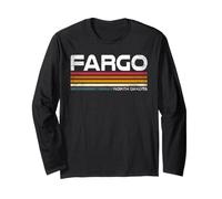 Fargo North Dakota, Design retrò a Righe, Stile Vintage, con Città Maglia a Manica