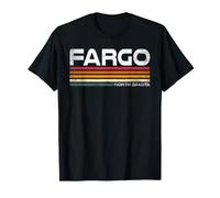 Fargo North Dakota, Design retrò a Righe, Stile Vintage, con Città Maglietta