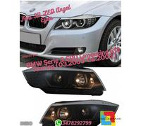 Fari 3D LED Angel Eyes adatti per BMW Serie 3 E90 E91 2005-2008 LHD Nero