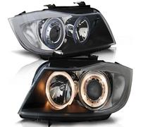Fari Angel Eyes Combinati Per BMW Serie 3 E90 E91 05-08 Nero Tuning Tec