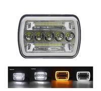 Fari Anteriori 12V 24V 7x6 80000LM Super Bright 5x7 Pollici Fari A Led Proiettore A LED Hi/Low Indicatori Di Direzione Dot E9 DRL Per Offroad 4x4 Per Ford Per F 150 Faro Anteriore(1 Piece silver)