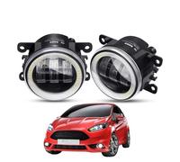 Fari Anteriori 2 Pezzi Angelo Occhio Fendinebbia Montaggio Per Ford Per Fiesta 2001-2015 Auto Paraurti Anteriore LED Lente Nebbia Lampada Guida DRL 30W 6000LM 12V Fanale Proiettore(White and White)