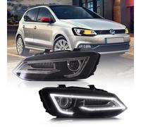 Fari anteriori a LED con proiettore a doppio fascio e occhi di demone DRL, indicatori di direzione sequenziali, per VW Polo MK5 6R 6C 2009-2017, montaggio plug and play - LHD