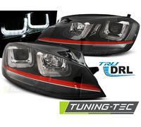 Fari anteriori a LED U neri con linea rossa sportiva per VW Golf 7 12-17