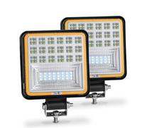 Fari Anteriori Barra Luminosa Lavoro A Led 72W Bianco Ambra 24 Barra Faretto Quadrato Rotondo DRL Luce Per Auto Per 4x4 Barra LED Offroad SUV ATV Camion Escavatore Faro Anteriore(2X 126W work light c)