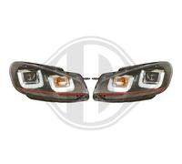 Set fari anteriori TUNING GOLF VI 08-12 Cabrio 11-15 neri luce diurna LED R87