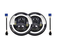Fari Anteriori Faro Anteriore LED 7 Pollici 80 W DRL Halo Angle Eyes LED 12 V 24 V Indicatore Direzione Alto/basso Per Lada Per Niva Per Fuoristrada(2 Piece)